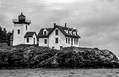 Weathered Indian Island Light - Gritty Look BW